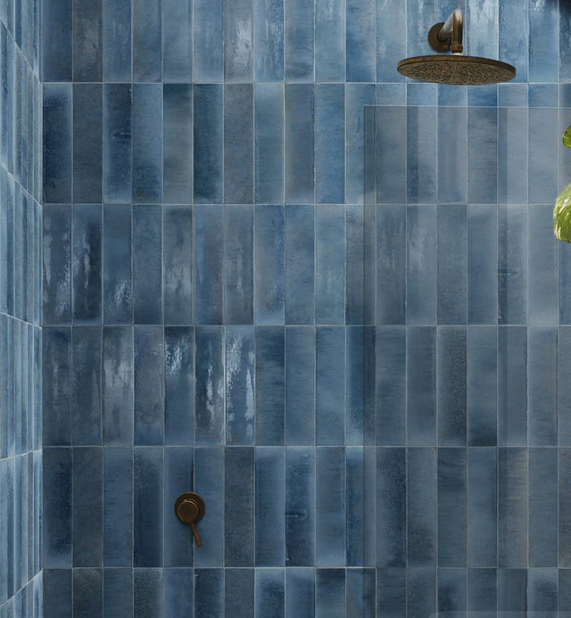 Montauk china blue gloss porcelain wall and floor tile 240x60mm