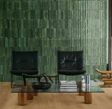 Montauk green 3D rake gloss porcelain wall and floor tile 240x60mm