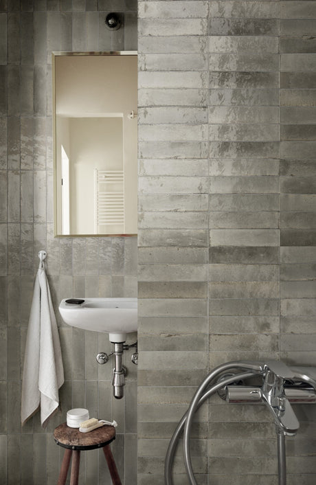 Montauk greige gloss porcelain wall and floor tile 240x60mm