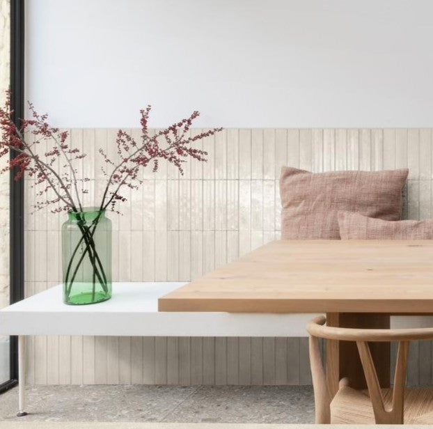 Montauk ivory gloss porcelain wall and floor tile 240x60mm