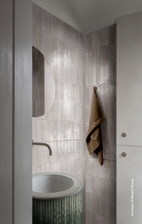 Montauk ivory gloss porcelain tile 240x60mm room setting