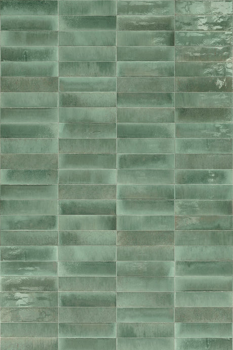 Montauk turquoise gloss porcelain tile 240x60mm detail