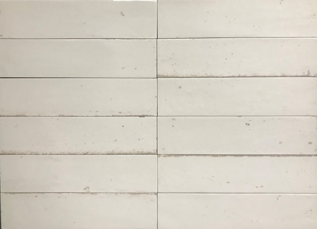 Montauk white gloss porcelain tile 240x60mm detail