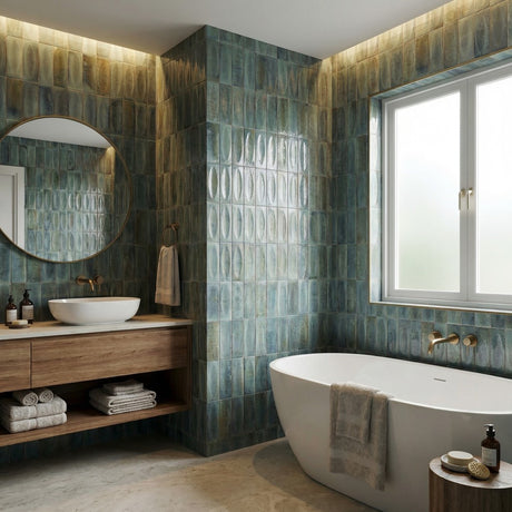 Nantucket Blue Eye Decor gloss porcelain wall and floor brick tile 75x200mm – image 3