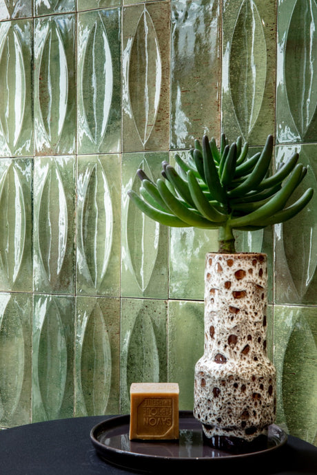 Nantucket Green Eye Decor gloss porcelain wall and floor brick tile 75x200mm
