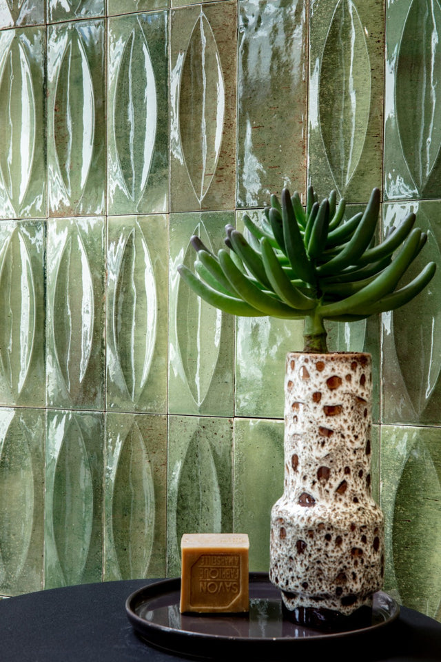 Nantucket Green Eye Decor gloss porcelain wall and floor brick tile 75x200mm