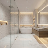 Nantucket White Eye Decor gloss porcelain wall and floor brick tile 75x200mm