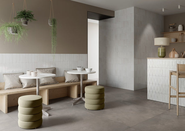Nantucket White gloss porcelain wall and floor brick tile 75x200mm