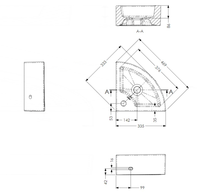 AKW Navlin Corner Wash Basin (23548)