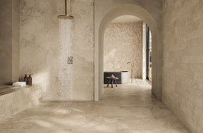 Newport cream stone effect matt porcelain wall & floor tile, 600x600mm