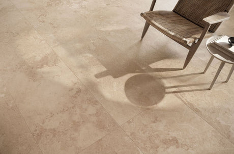 Newport ivory stone effect matt porcelain wall & floor tile, 600x1200mm