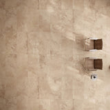 Newport ivory stone effect matt porcelain wall & floor tile, 600x1200mm – view 2