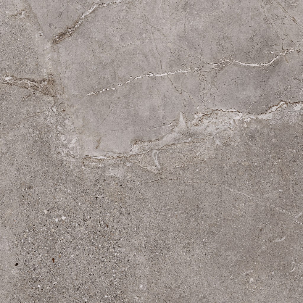 Ocean City grey stone effect matt porcelain wall and floor tile 600x600mm