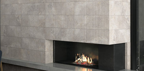 Ocean City grey stone effect satin ceramic brick decor wall tile 300x600mm in a bathroom