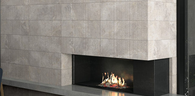 Ocean City grey stone effect satin ceramic brick decor wall tile 300x600mm in a bathroom