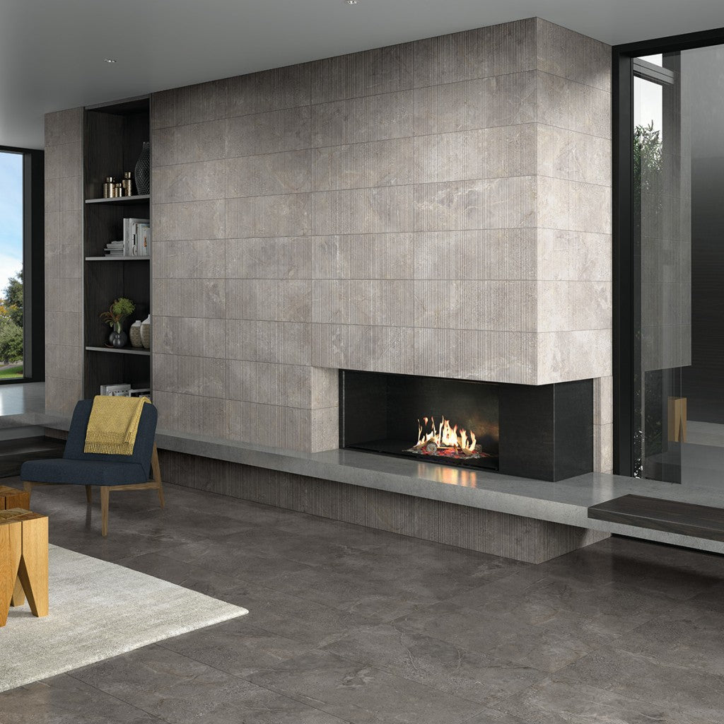 Ocean City grey stone effect brick decor tile 300x600mm room setting