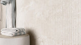 Ocean City white stone effect satin ceramic tile 300x600mm detail
