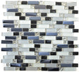 Oceanside white and silver linear brick gloss glass mosaic wall tile 300x295mm