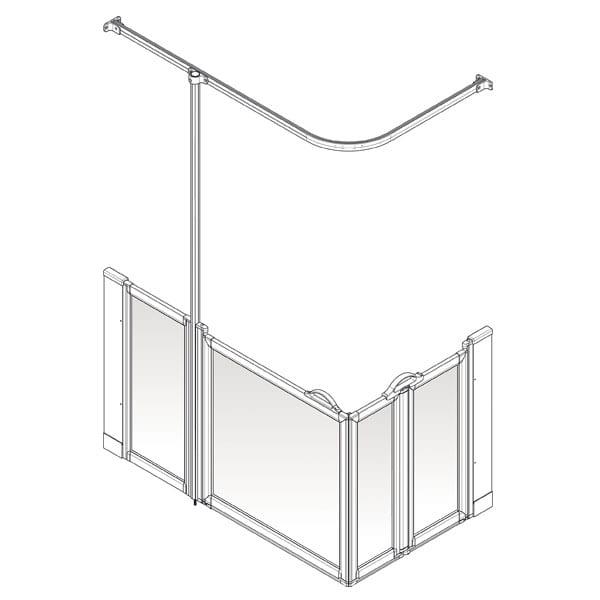 AKW Option BW Half Height Bi-Fold Carer Shower Screen Set for Wet Floors