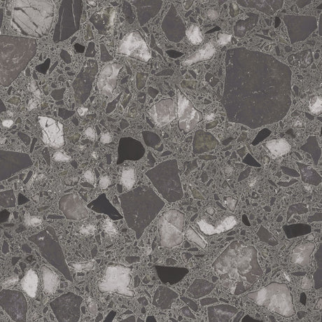 Provincetown anthracite terrazzo effect matt ceramic wall and floor tile 200x200mm