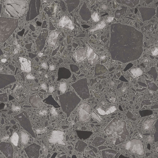 Provincetown anthracite terrazzo effect matt ceramic wall and floor tile 200x200mm