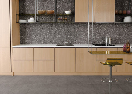 Provincetown anthracite terrazzo effect matt ceramic tile 200x200mm in a room