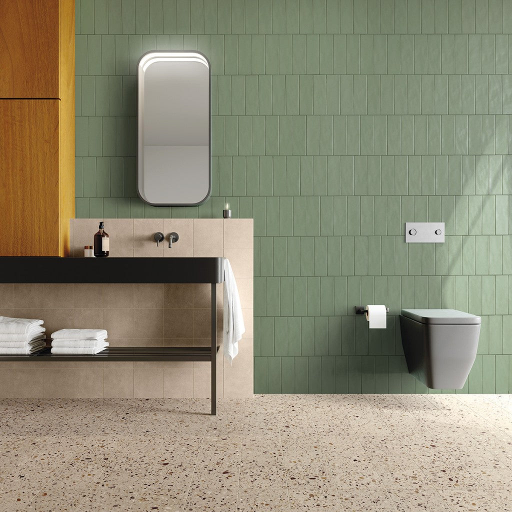 Provincetown beige terrazzo effect matt ceramic tile 200x200mm in a room