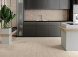Provincetown beige terrazzo effect matt ceramic tile 200x200mm close-up