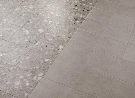 Provincetown grey terrazzo effect matt ceramic tile 200x200mm detail