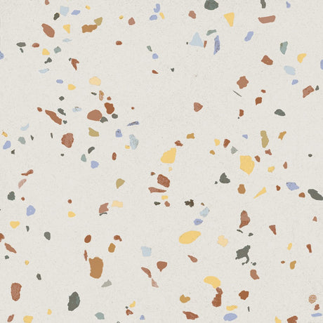 Provincetown white terrazzo effect matt ceramic wall and floor tile 200x200mm
