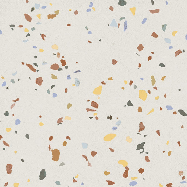 Provincetown white terrazzo effect matt ceramic wall and floor tile 200x200mm