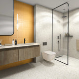 Provincetown white terrazzo effect matt ceramic tile 200x200mm in a room