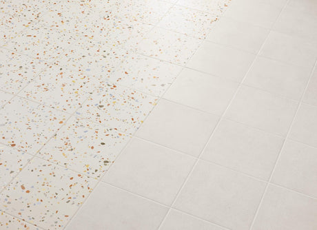 Provincetown white terrazzo effect matt ceramic tile 200x200mm detail