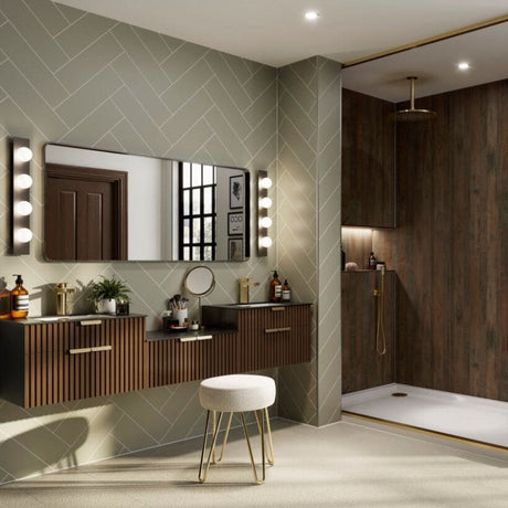 Multipanel Tile Sage Green Herringbone Bathroom Wall Panel 2400 x 598mm – Matt, photo 2