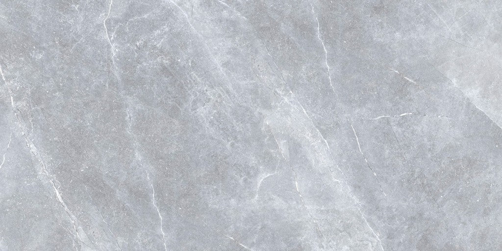 Sausalito grey stone effect matt porcelain tile 600x1200mm laid in a room