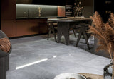 Sausalito grey stone effect matt porcelain tile 600x600mm laid in a room
