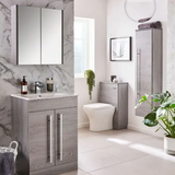 Kartell K-VIT Purity 600mm Floor Standing 2 Door Unit With Ceramic Basin- Silver Oak (PSO600DO-FUR057PU)