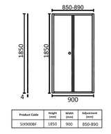 Kartell K-VIT KV6 Bi-Fold Shower Door 900mm (SIX900BF)