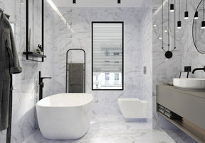 Stinson white marble effect gloss ceramic wall tile, 300x600mm