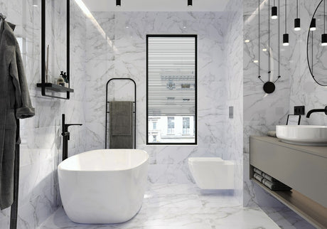 Stinson white marble effect gloss ceramic wall tile, 300x600mm – view 2