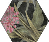 Stone Harbor Black floral hexagon tile, pattern variation 1