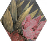 Stone Harbor Black floral hexagon tile, pattern variation 2