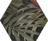 Stone Harbor Black floral hexagon tile, pattern variation 4