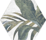 Stone Harbor White floral hexagon tile, pattern variation 2