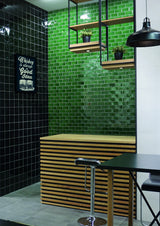 Stonington Forest Green handmade effect gloss ceramic wall tile 70x140mm