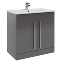 Kartell K-VIT Purity 800mm Floor Standing 2 Door Unit with Ceramic Basin - Storm Grey Gloss