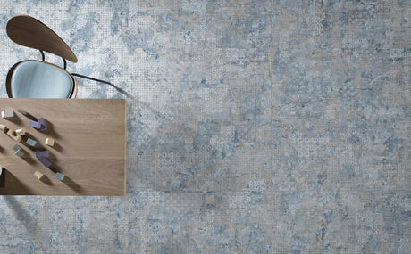 Tybee blue textile effect matt porcelain wall and floor tile 500x1000mm