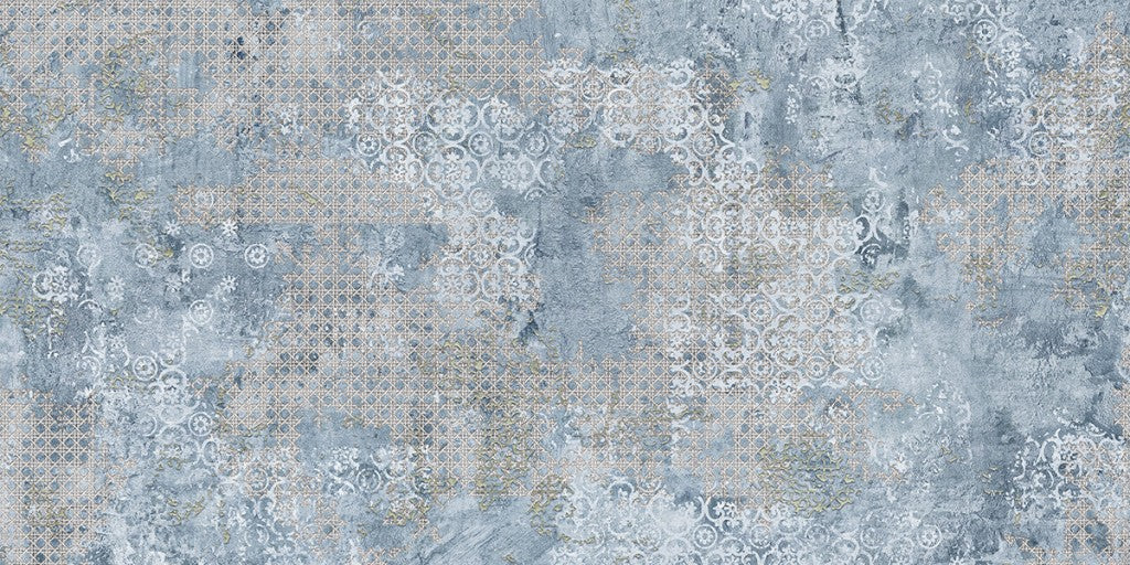 Tybee blue textile effect porcelain tile 500x1000mm detail