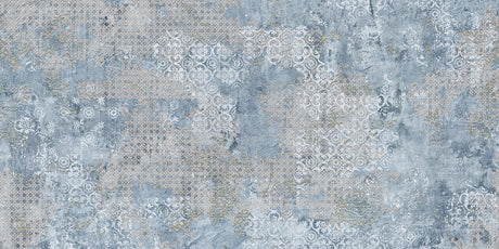 Tybee blue textile effect porcelain tile 500x1000mm detail