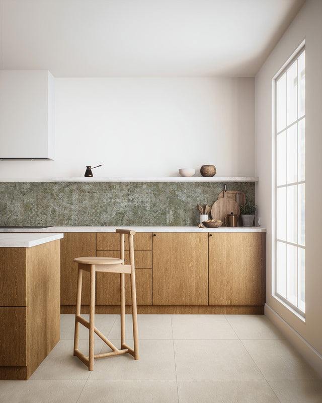 Tybee green textile effect matt porcelain wall and floor tile 500x1000mm
